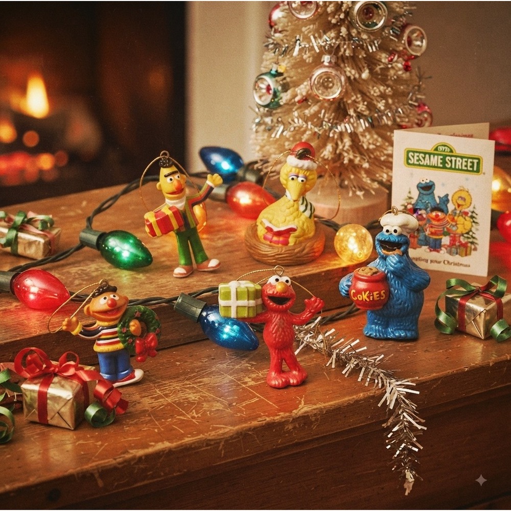 Vintage 2006 Sesame Street Christmas Ornaments Set of 5 Kurt Adler Holiday